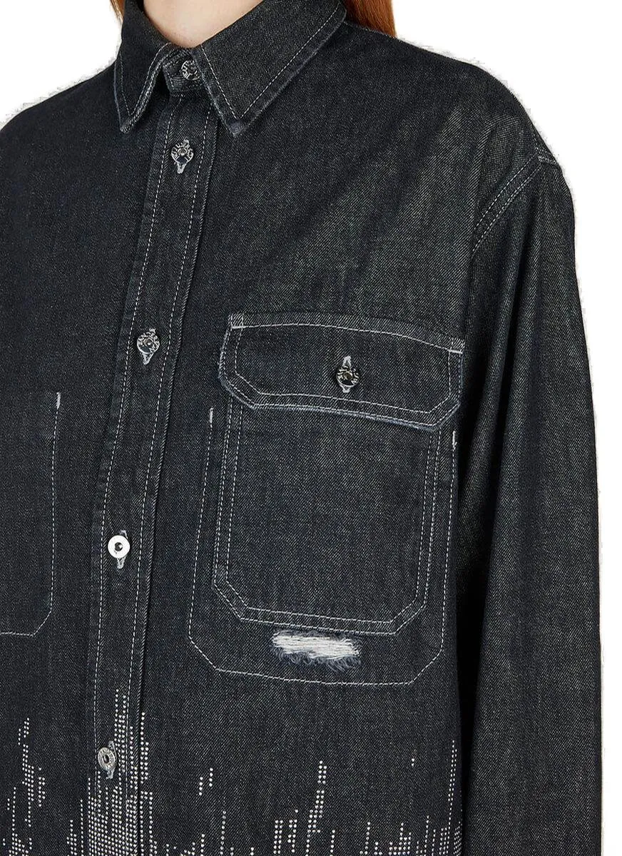 Denim Shirt With Rhinestone Embellishment