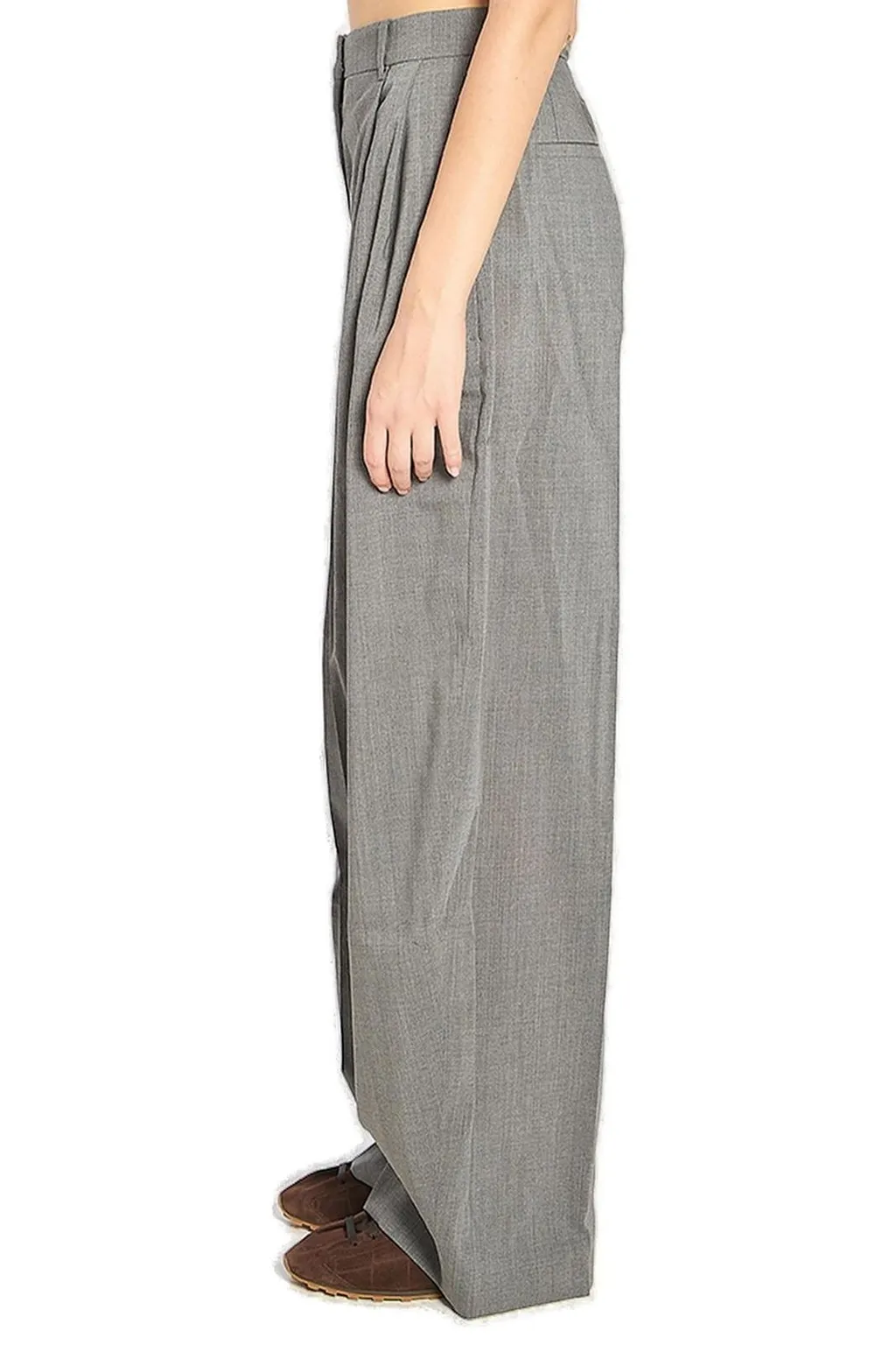 Wide-Leg Pleated Trousers