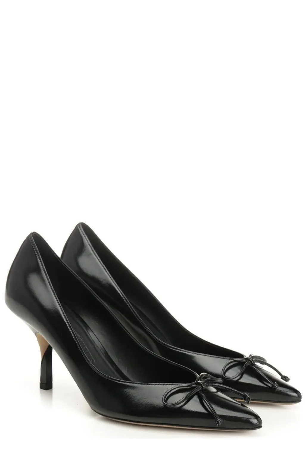 Pointed-Toe Pumps With Bow Detail