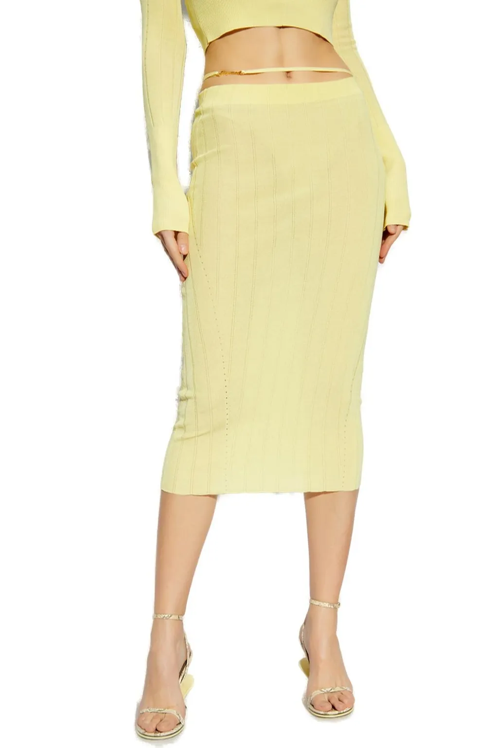 Ribbed Knit Midi Skirt