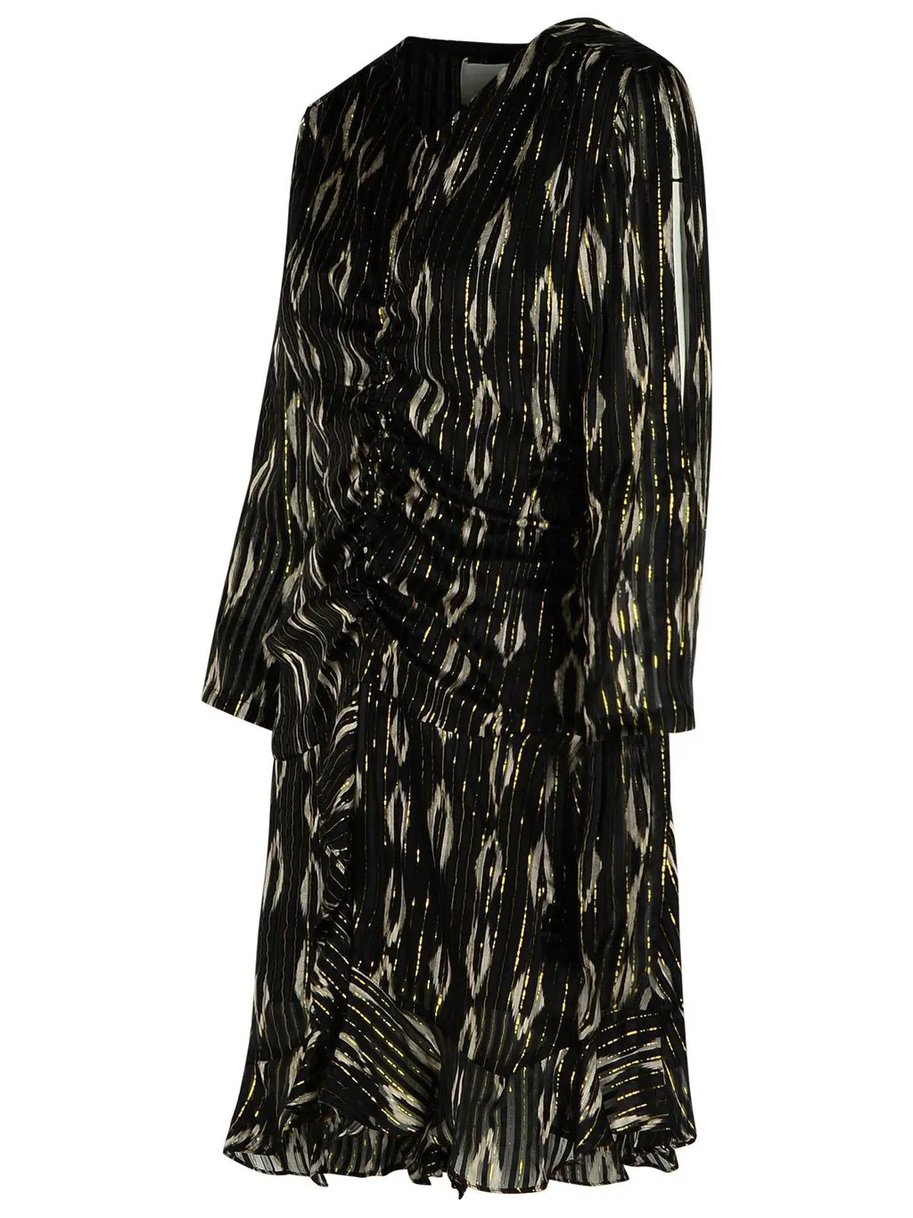 Ruched Metallic Jacquard Mini Dress