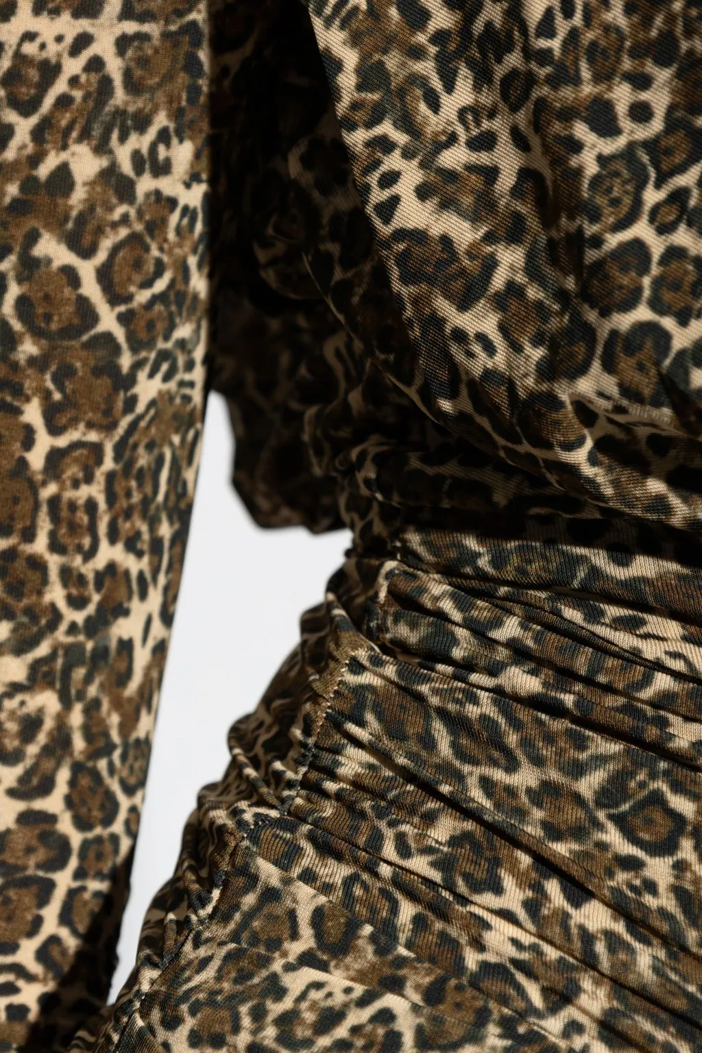 Ruched Leopard Print Mini Dress