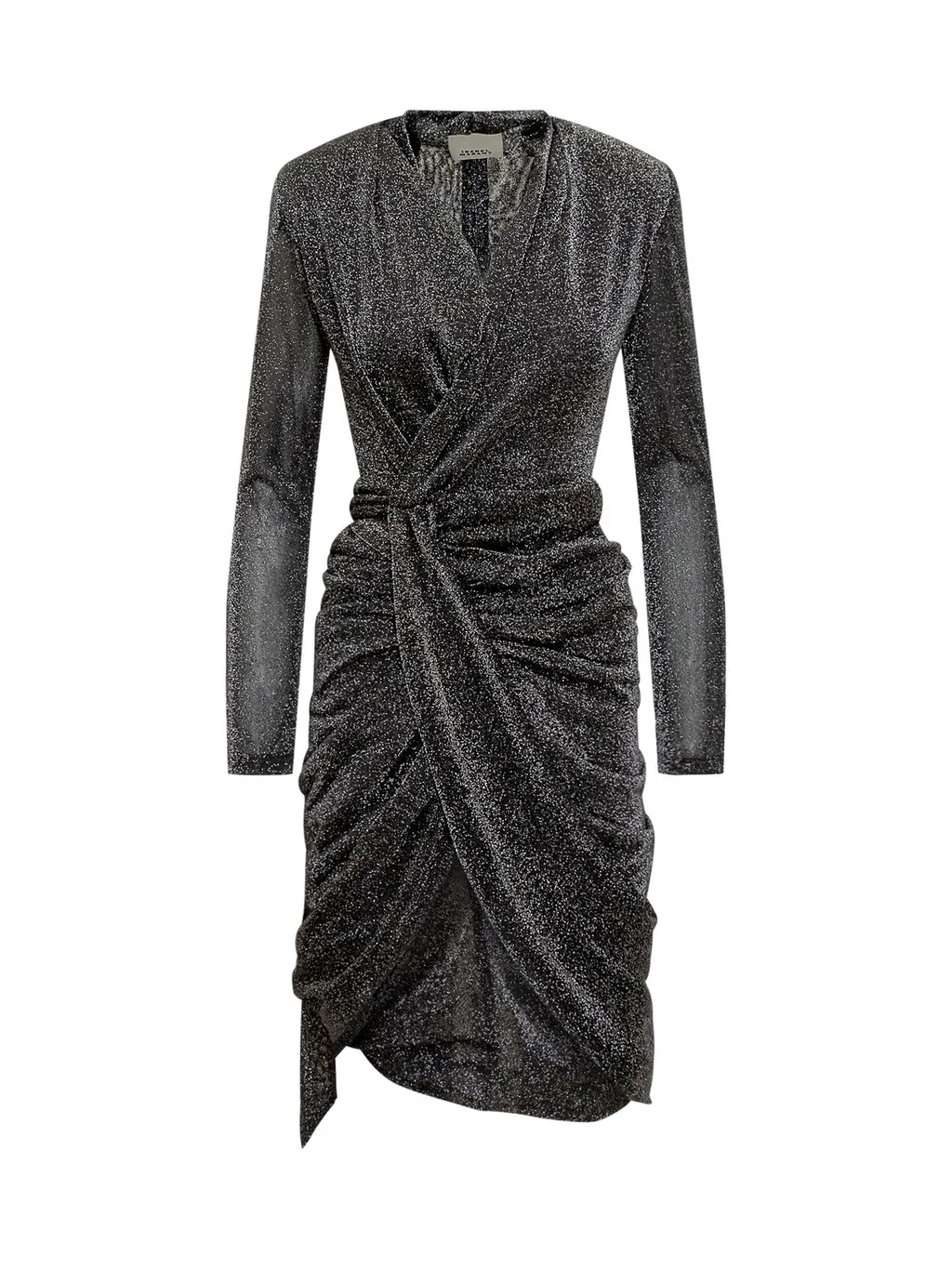 Ruched Metallic Knit Midi Dress