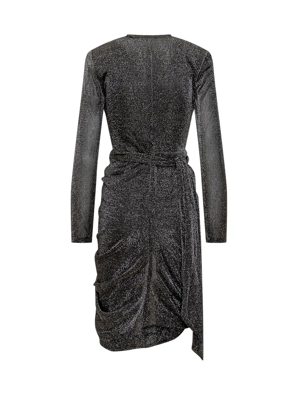 Ruched Metallic Knit Midi Dress