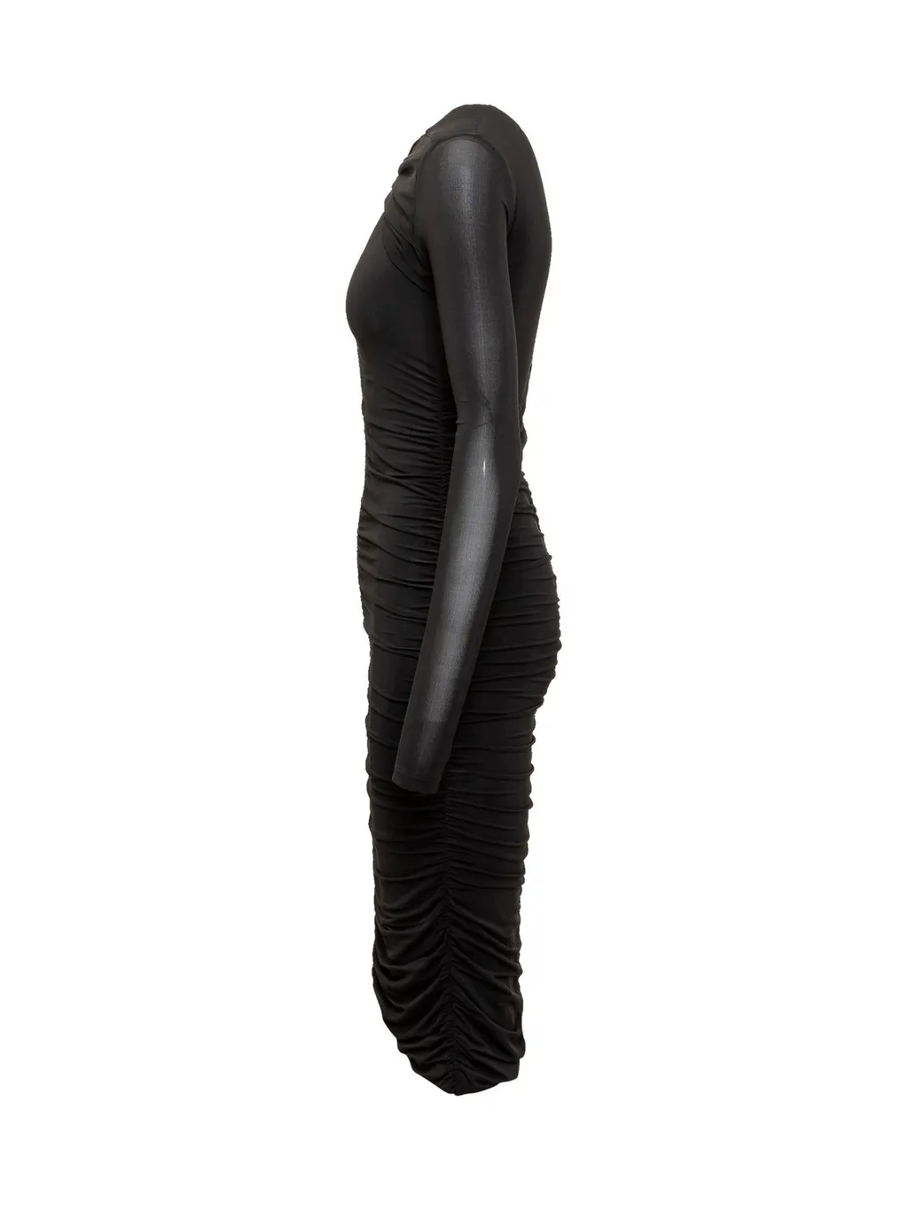 Ruched Mesh Midi Dress