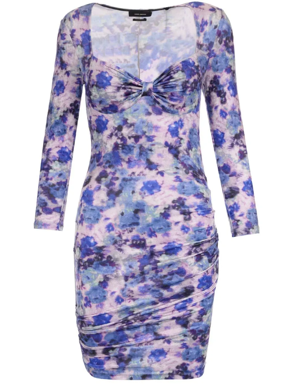 Ruched Floral Print Mini Dress