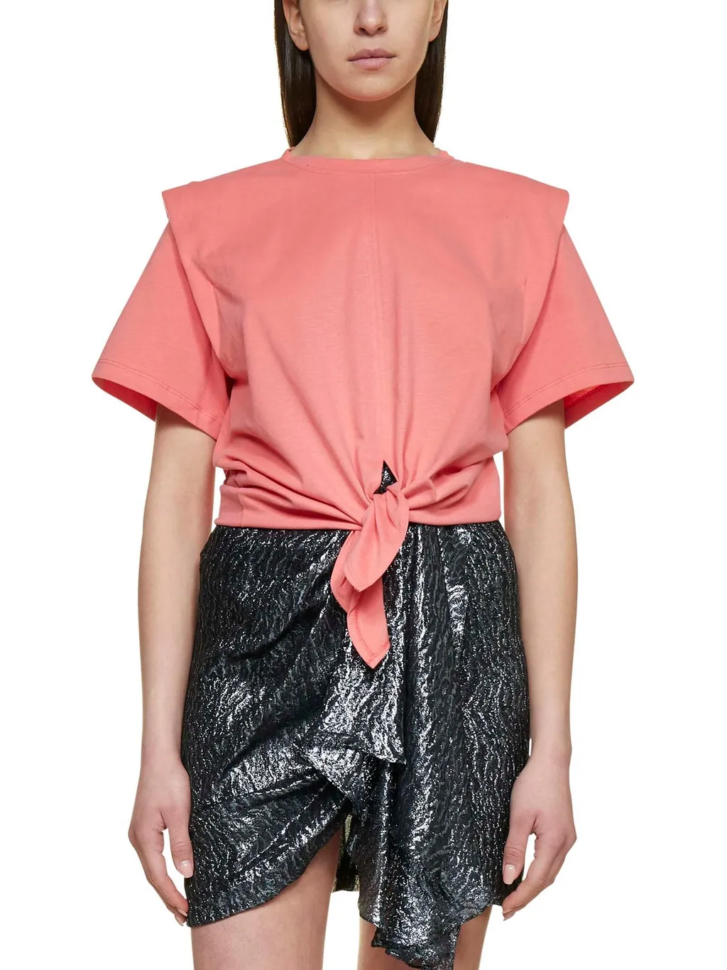 T-Shirt With Shoulder Pads And Knot Detail