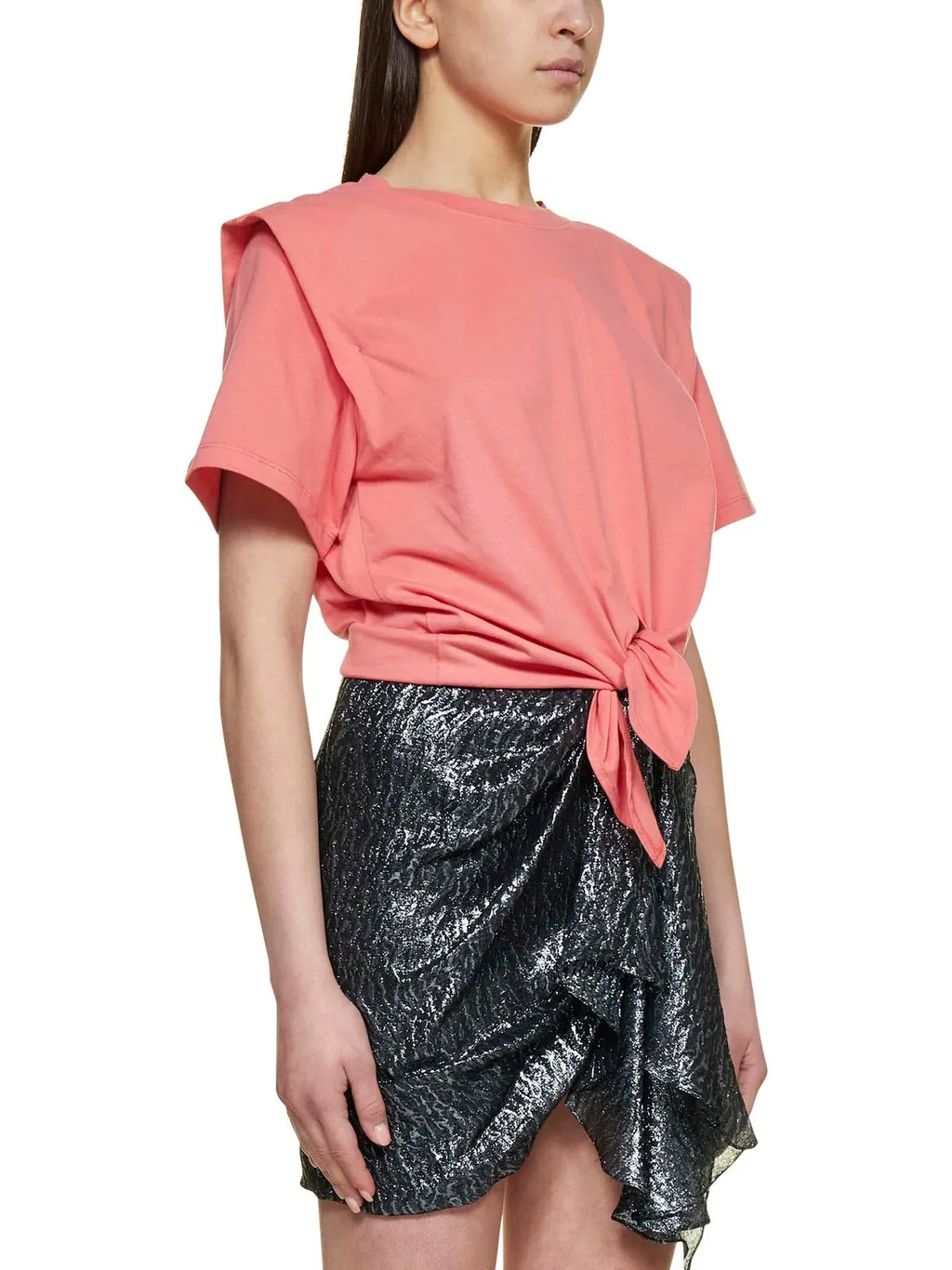 T-Shirt With Shoulder Pads And Knot Detail