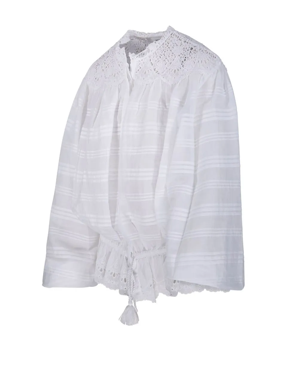 Blouse With Lace And Ruffle Detail
