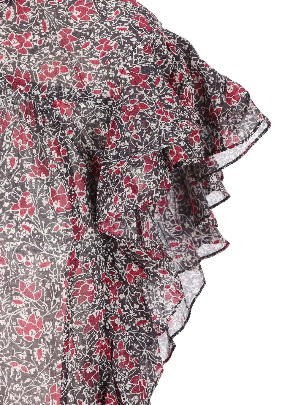 Ruffled Floral Print Blouse