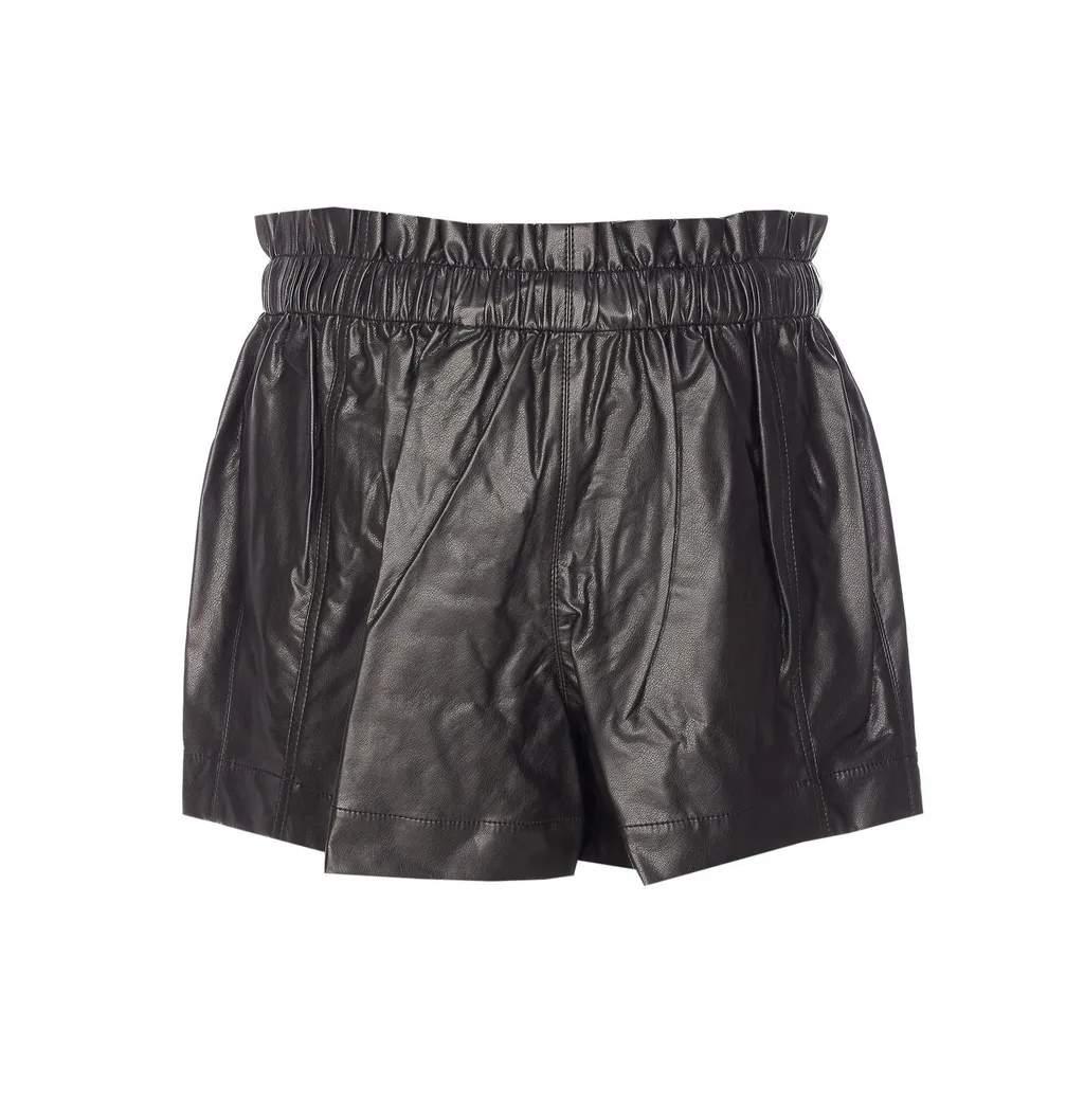Paperbag Waist Faux Leather Shorts
