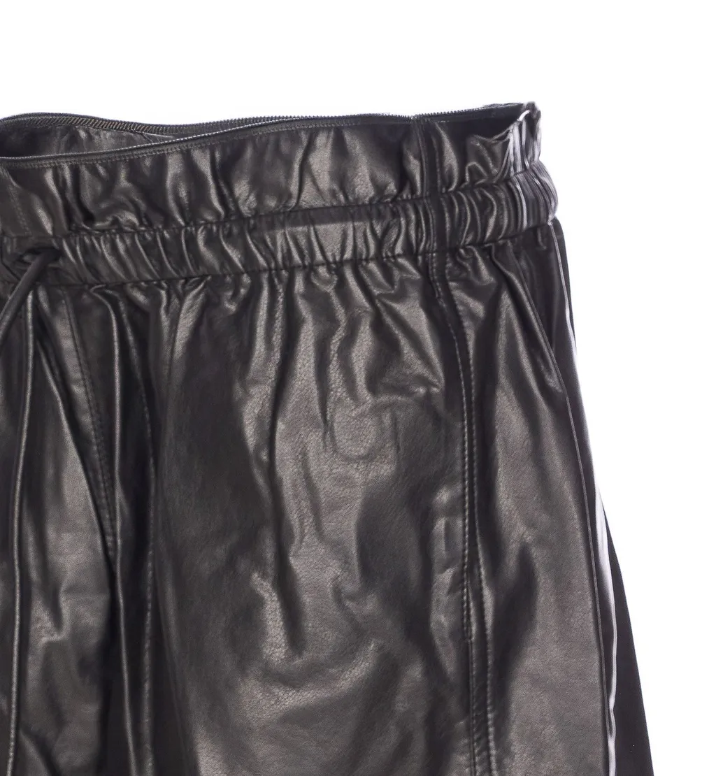 Paperbag Waist Faux Leather Shorts