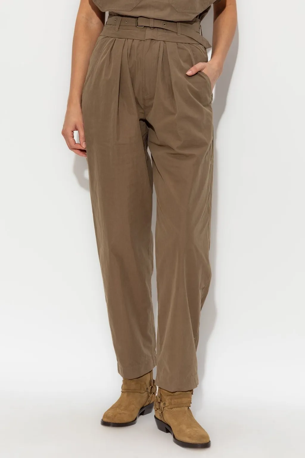 High-Waisted Pleated Trousers