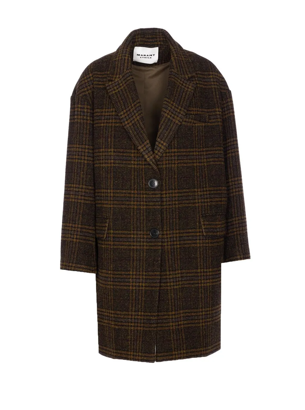 Checked Wool Blend Coat