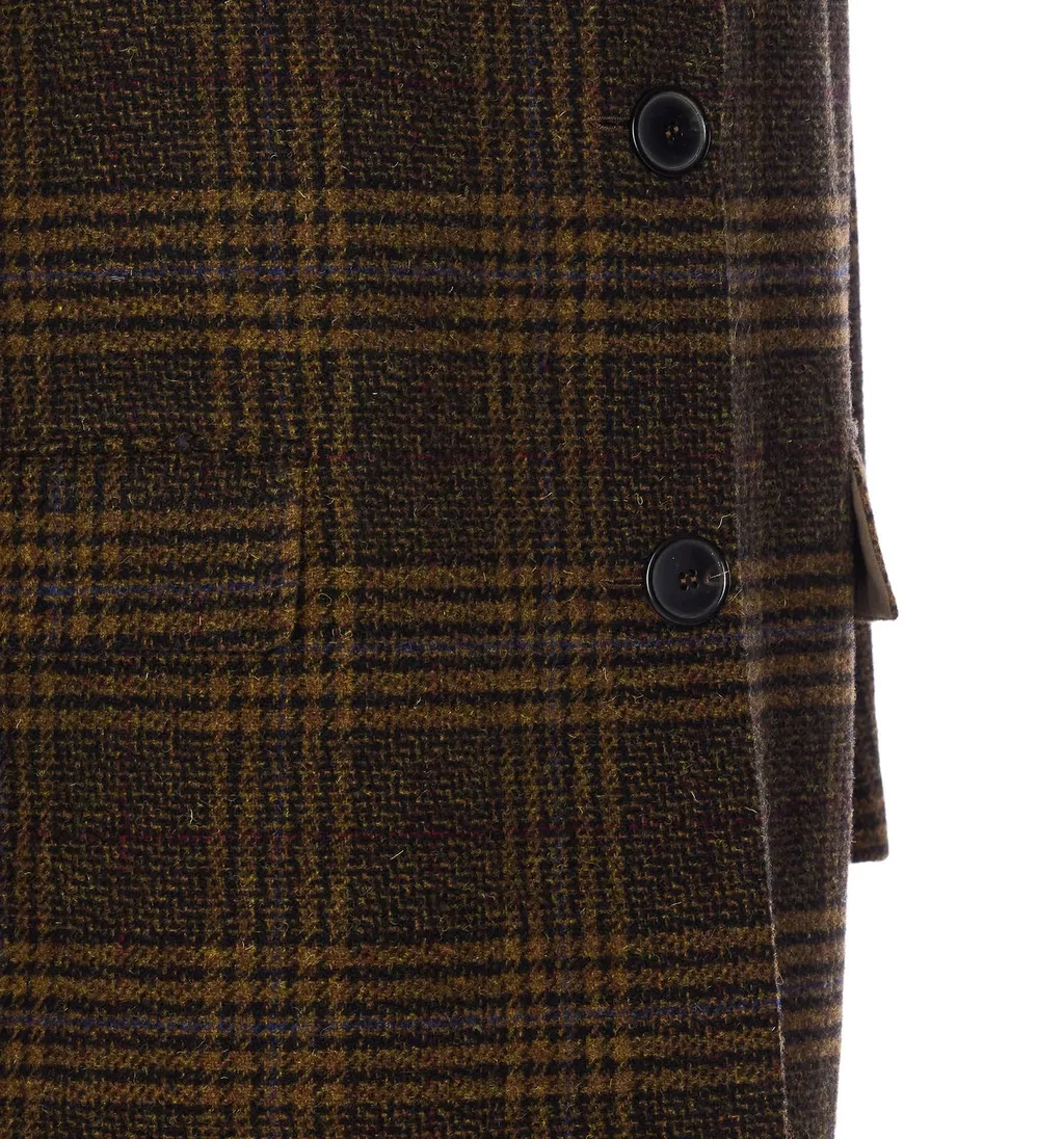 Checked Wool Blend Coat