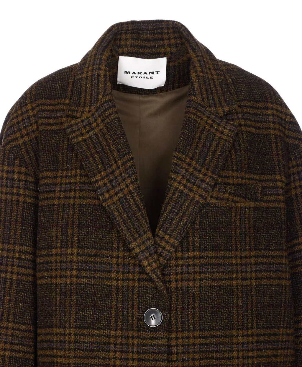 Checked Wool Blend Coat