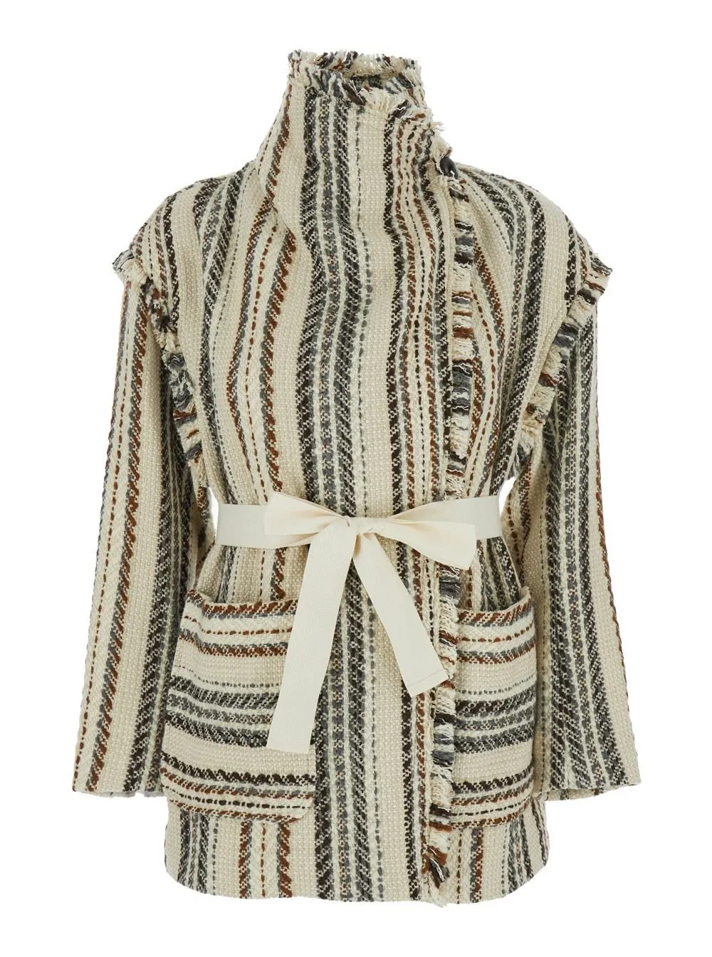 Striped Jacket With Belt