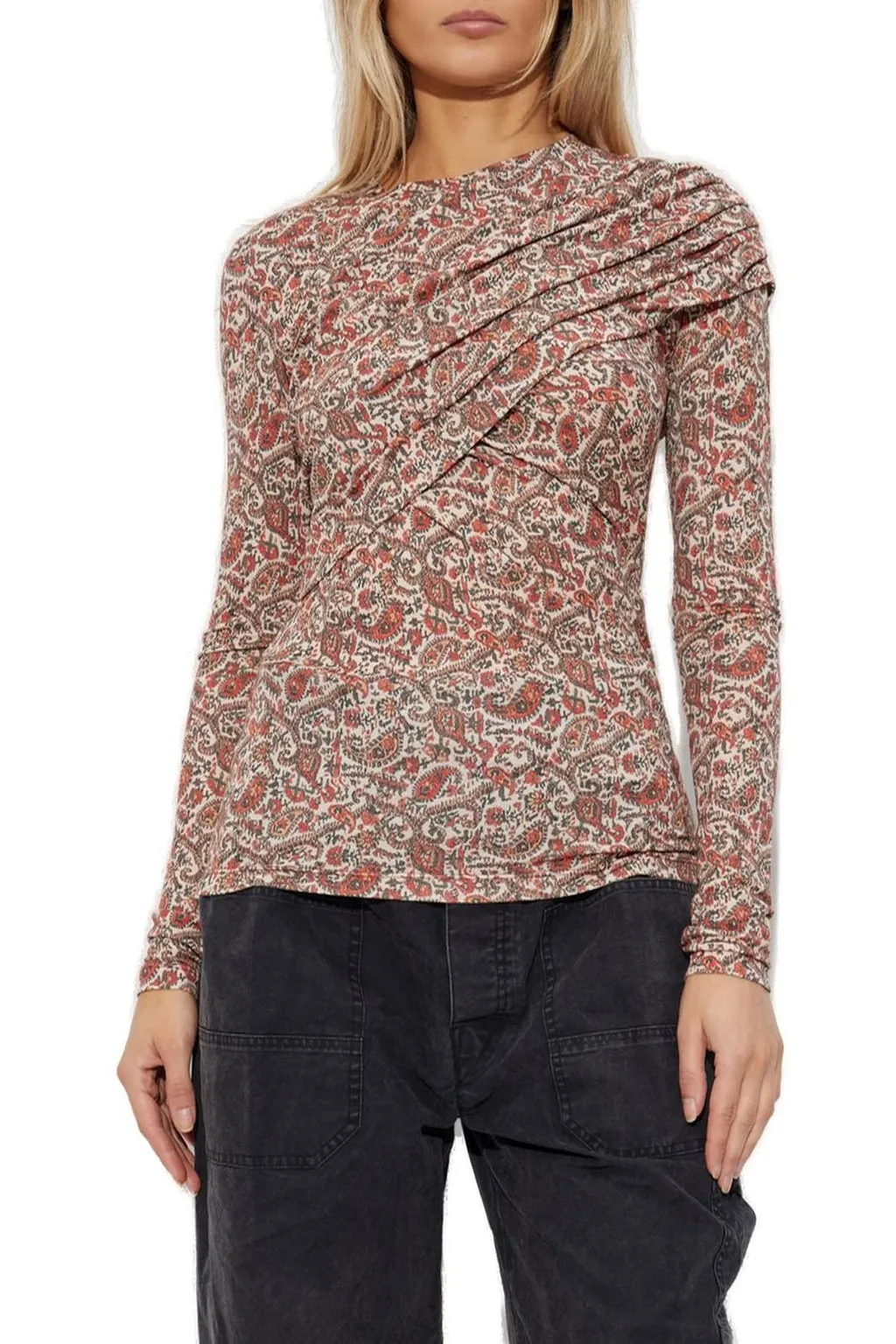 Long-Sleeved Ruched Top