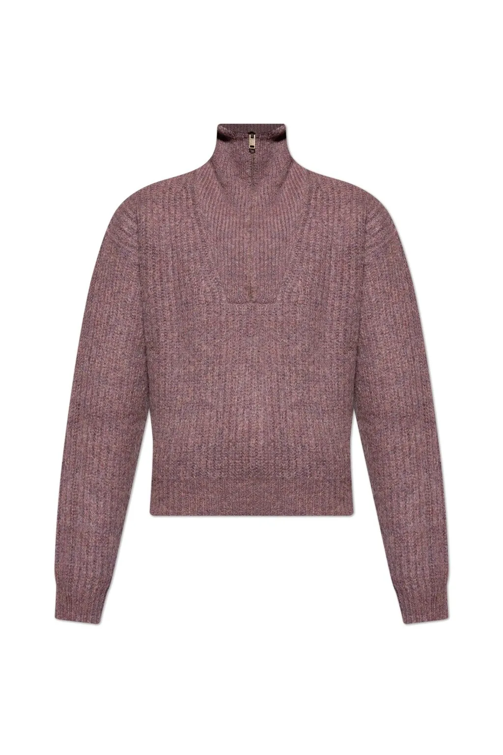 Quarter-Zip Ribbed Knit Sweater