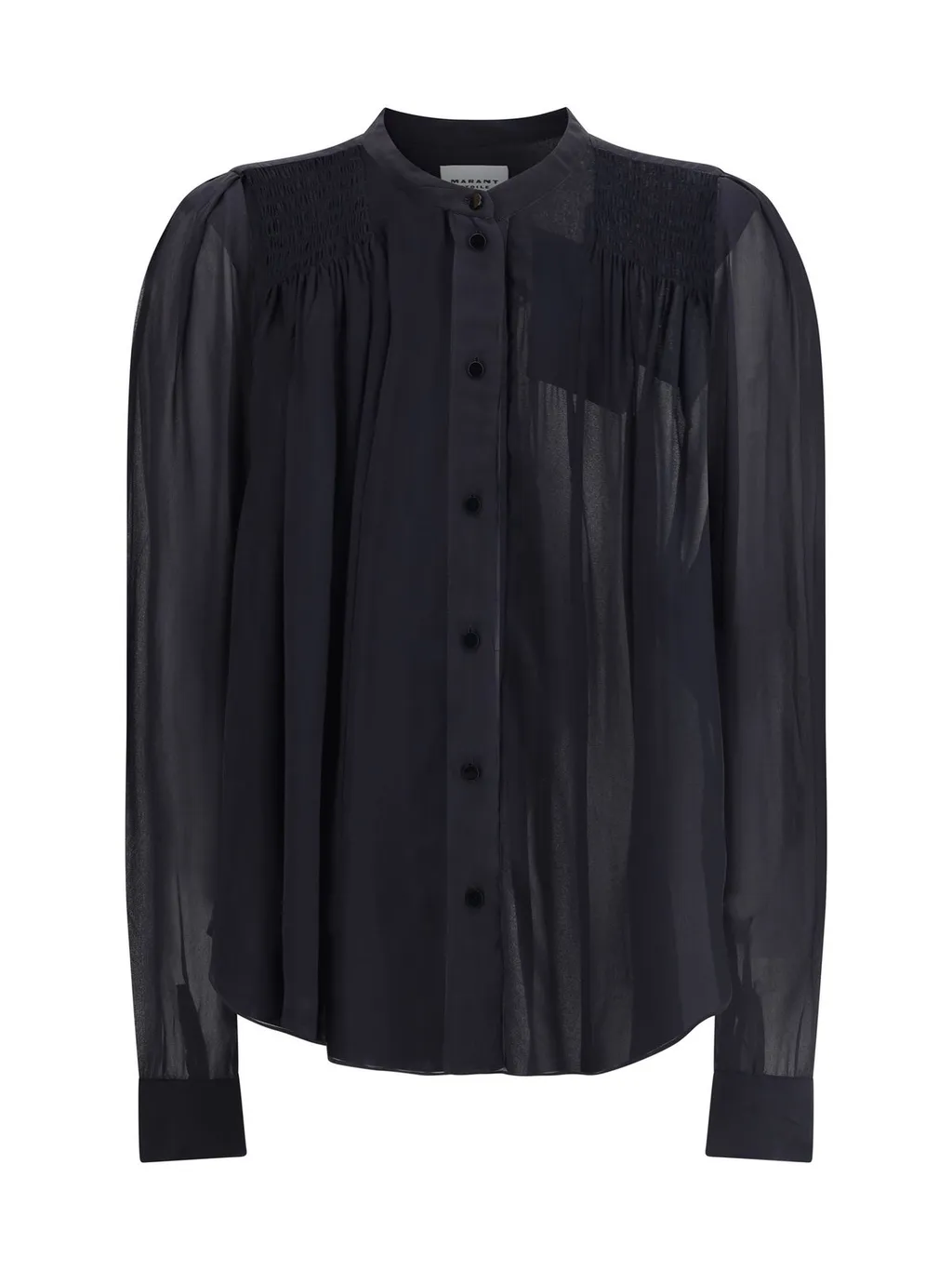 Sheer Blouse With Smocked Yoke