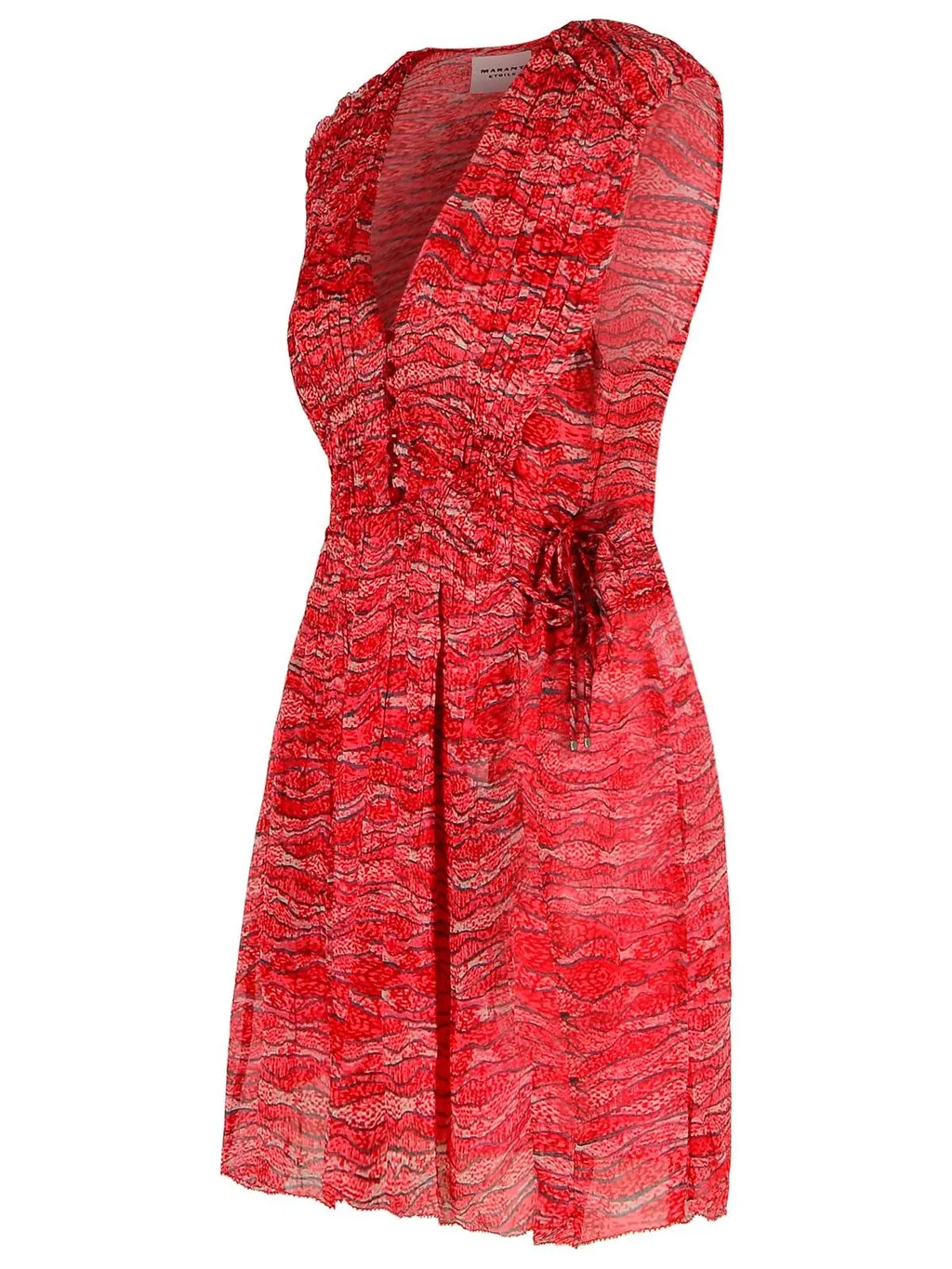 Ruched Printed Mini Dress