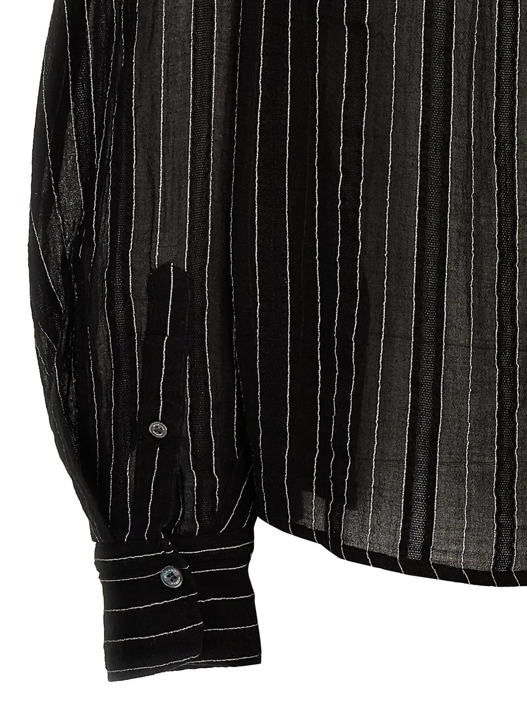 Striped Ruffle High Neck Blouse