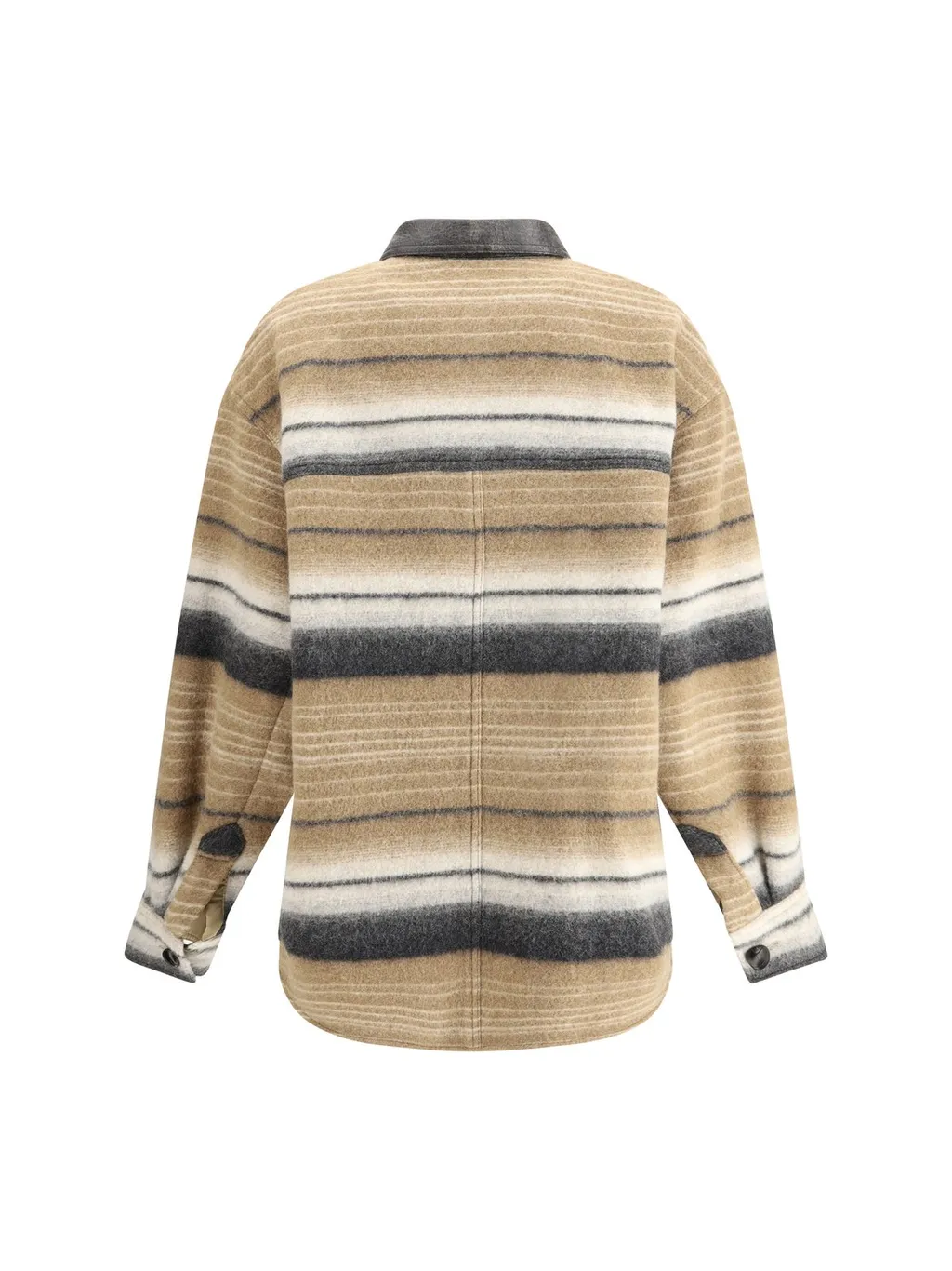 Striped Wool Blend Shirt Jacket