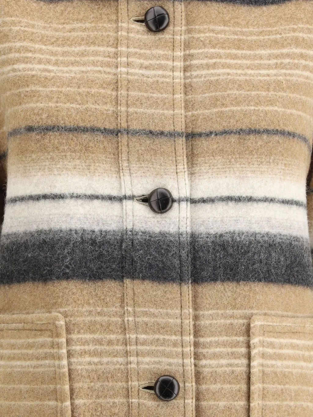Striped Wool Blend Shirt Jacket