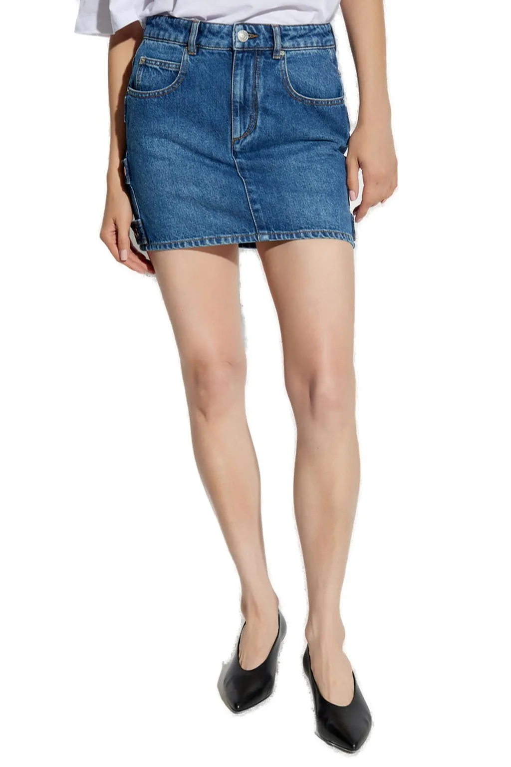 Denim Mini Skirt With Side Detail