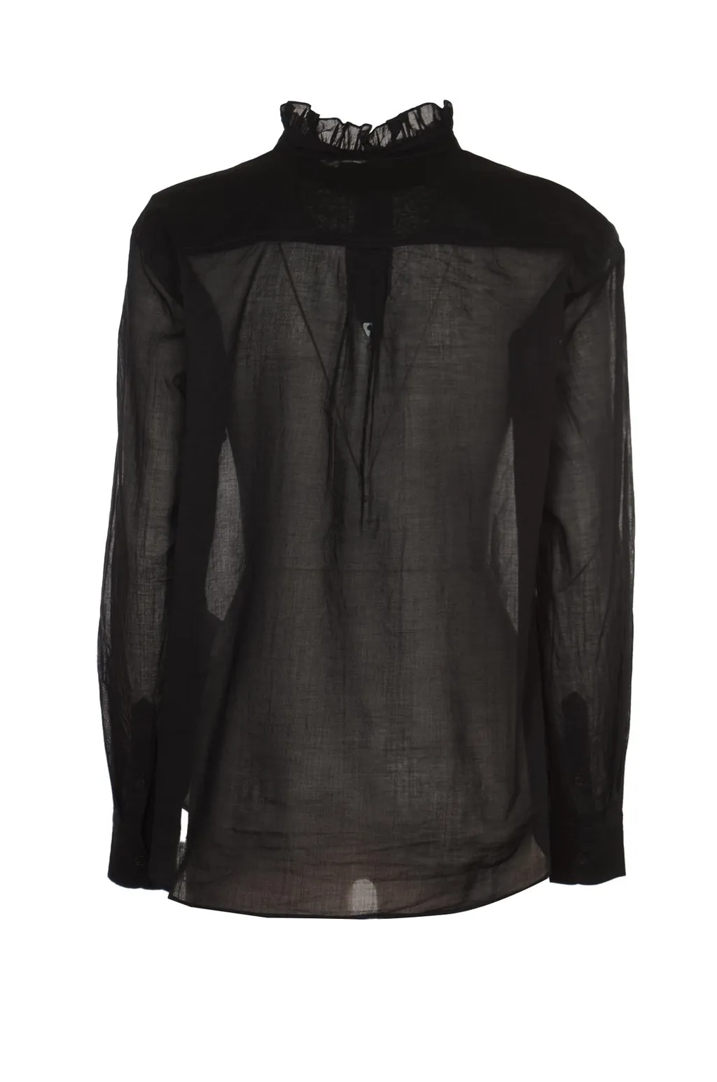 Sheer Ruffle Neck Blouse