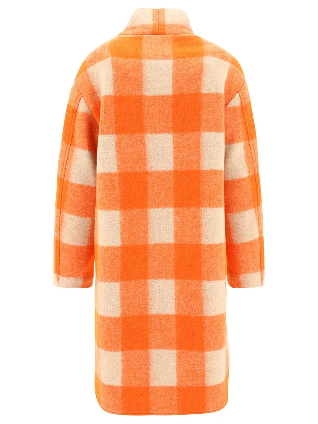 Checked Wool Blend Coat