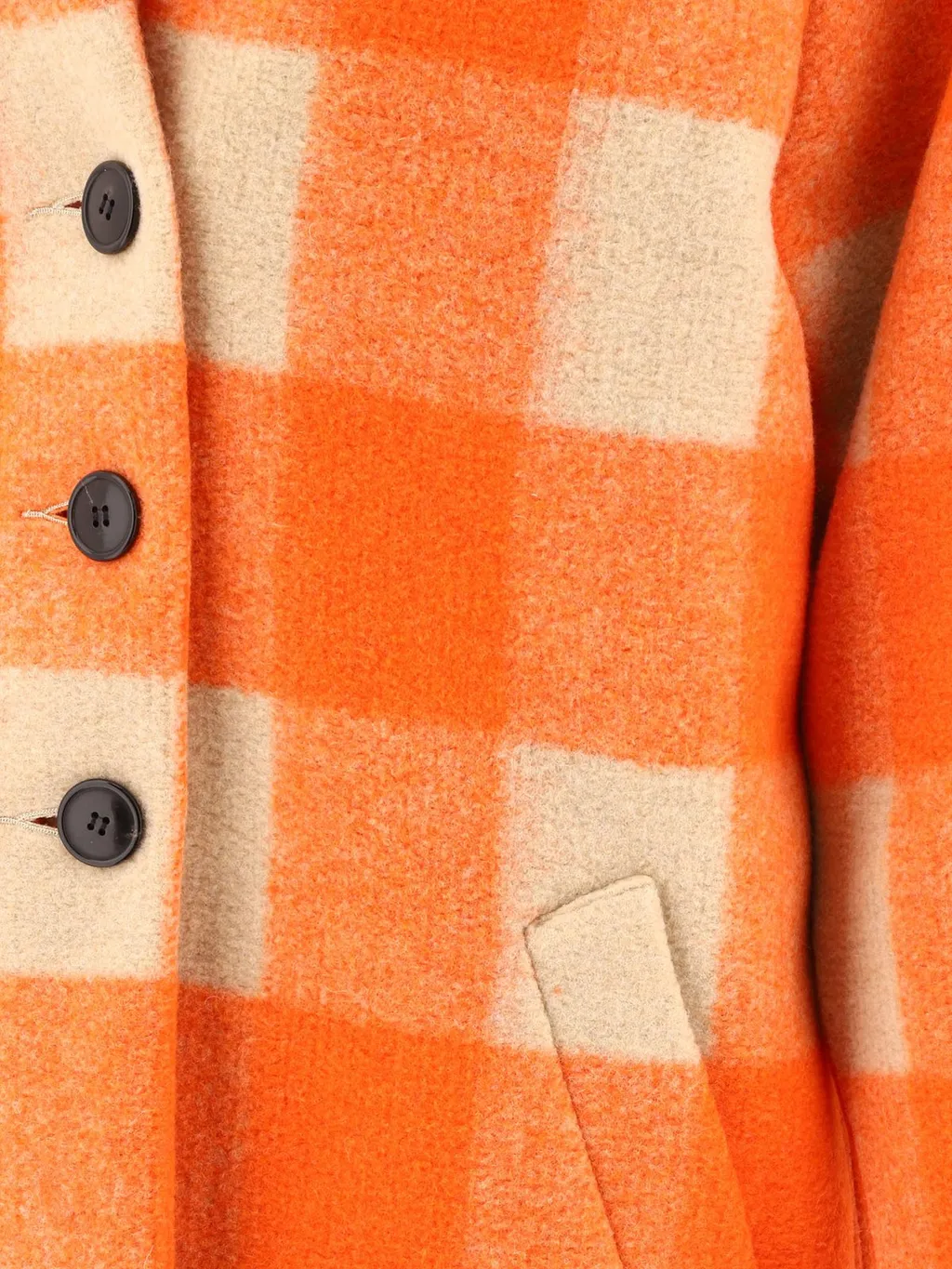 Checked Wool Blend Coat