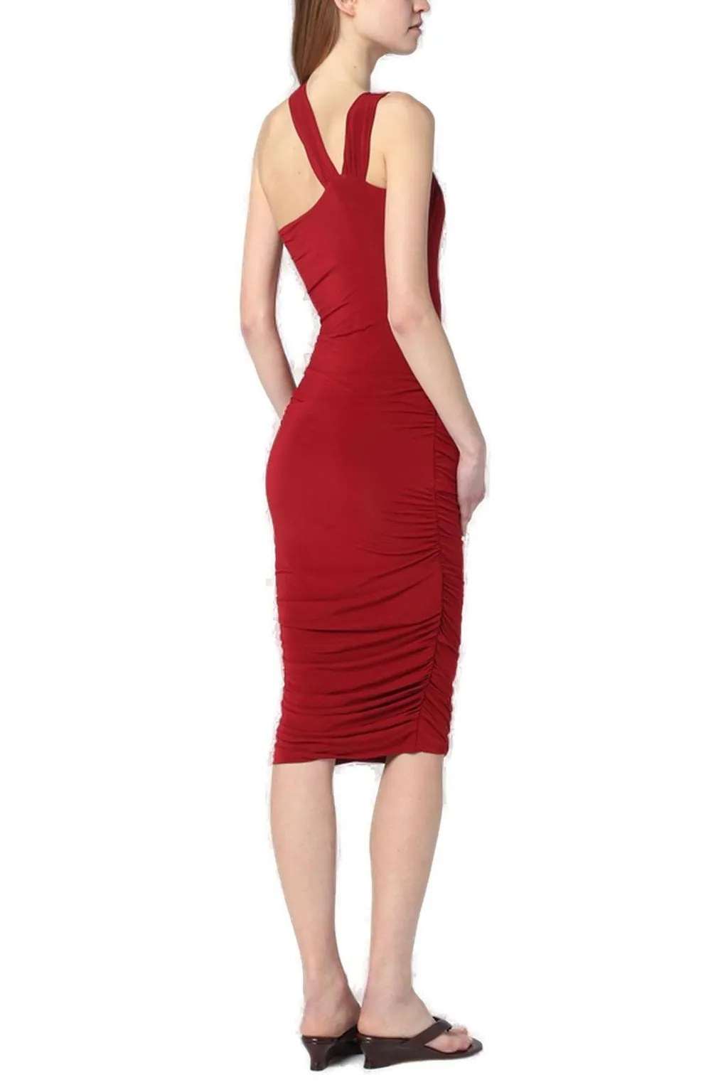 Halterneck Ruched Midi Dress