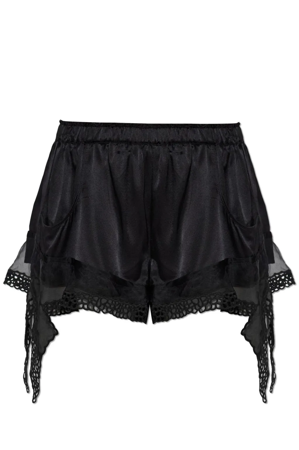 Satin Shorts With Lace Trim