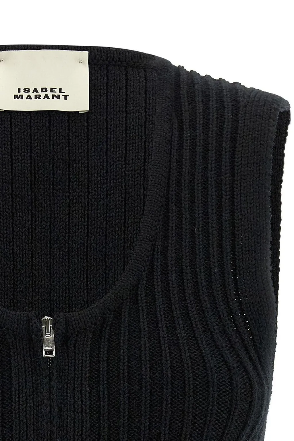 Ribbed Knit Zip Vest