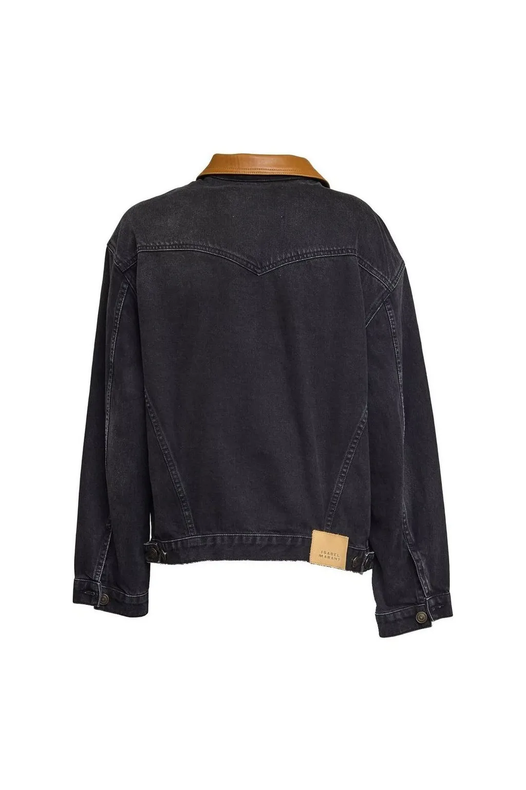 Denim Jacket With Leather Collar