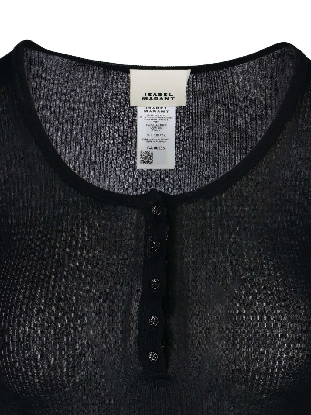 Ribbed Henley Long Sleeve Top