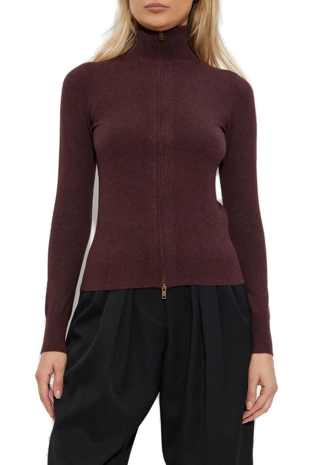 Zip-Up Turtleneck Sweater