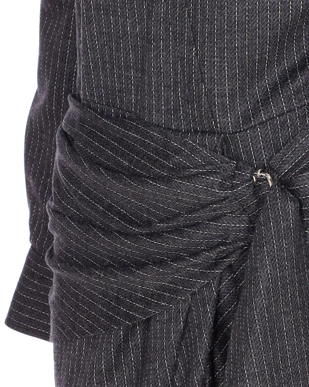 Pinstripe Shirtdress With Draped Skirt
