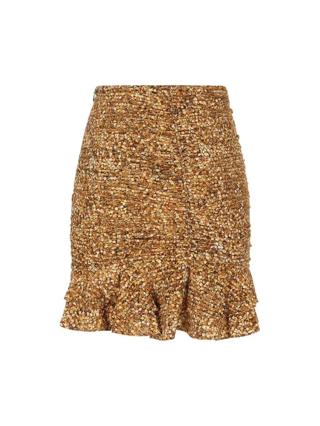 Ruched Ruffle Hem Mini Skirt