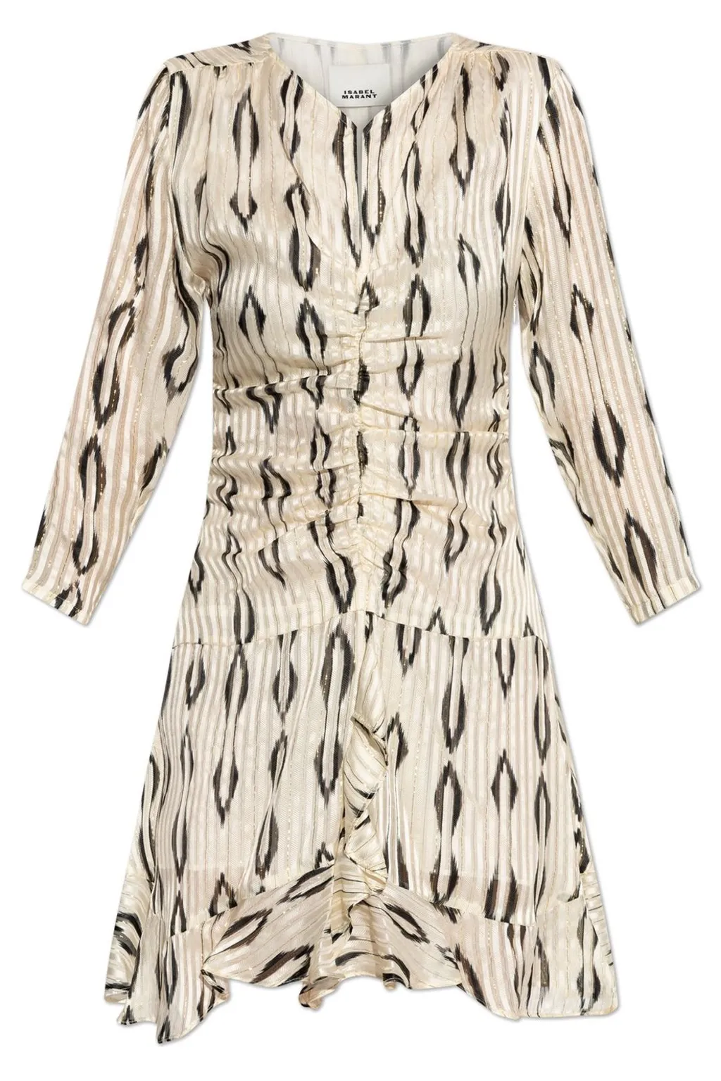 Ruched V-Neck Mini Dress