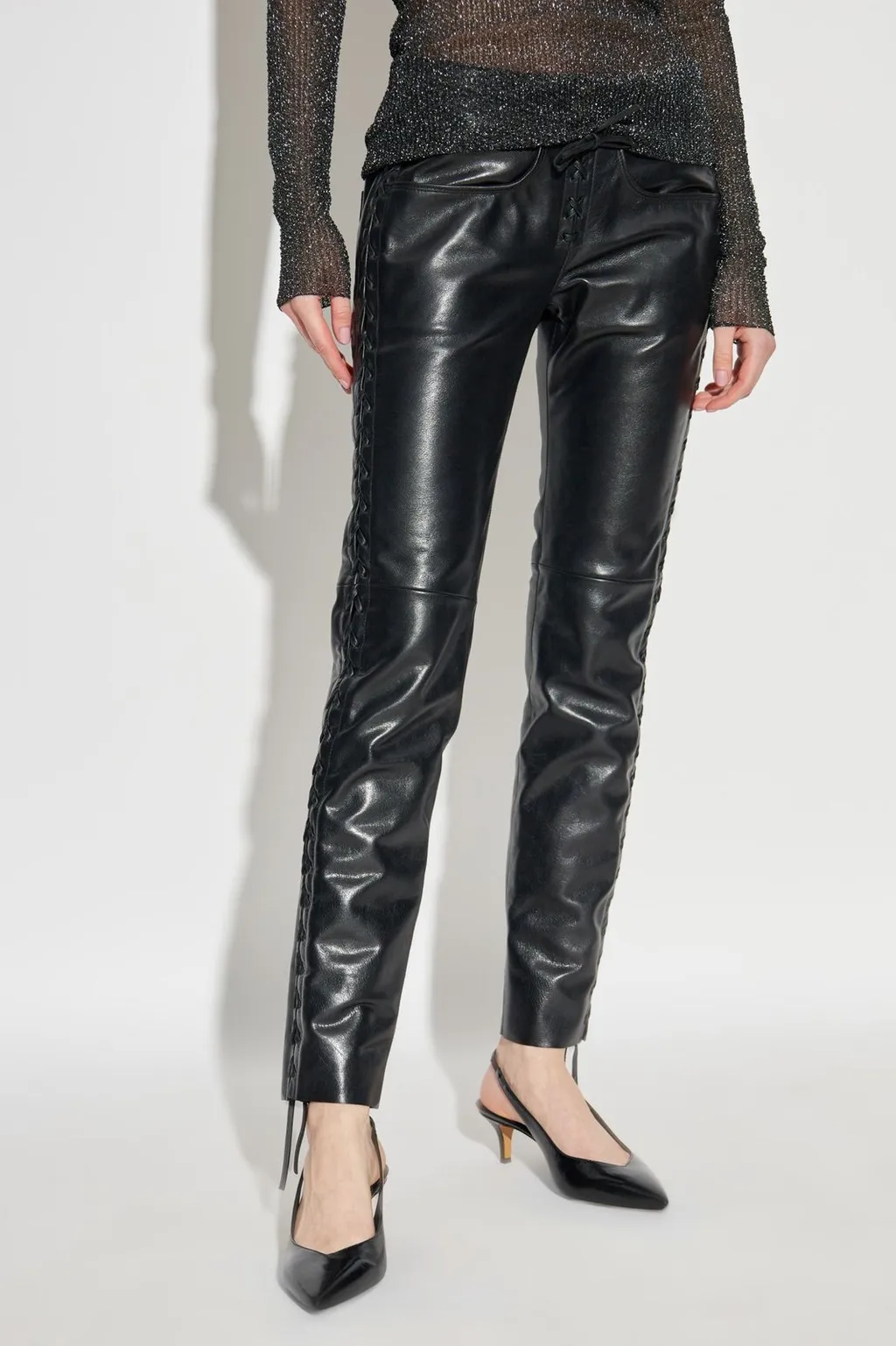 Lace-Up Leather Pants