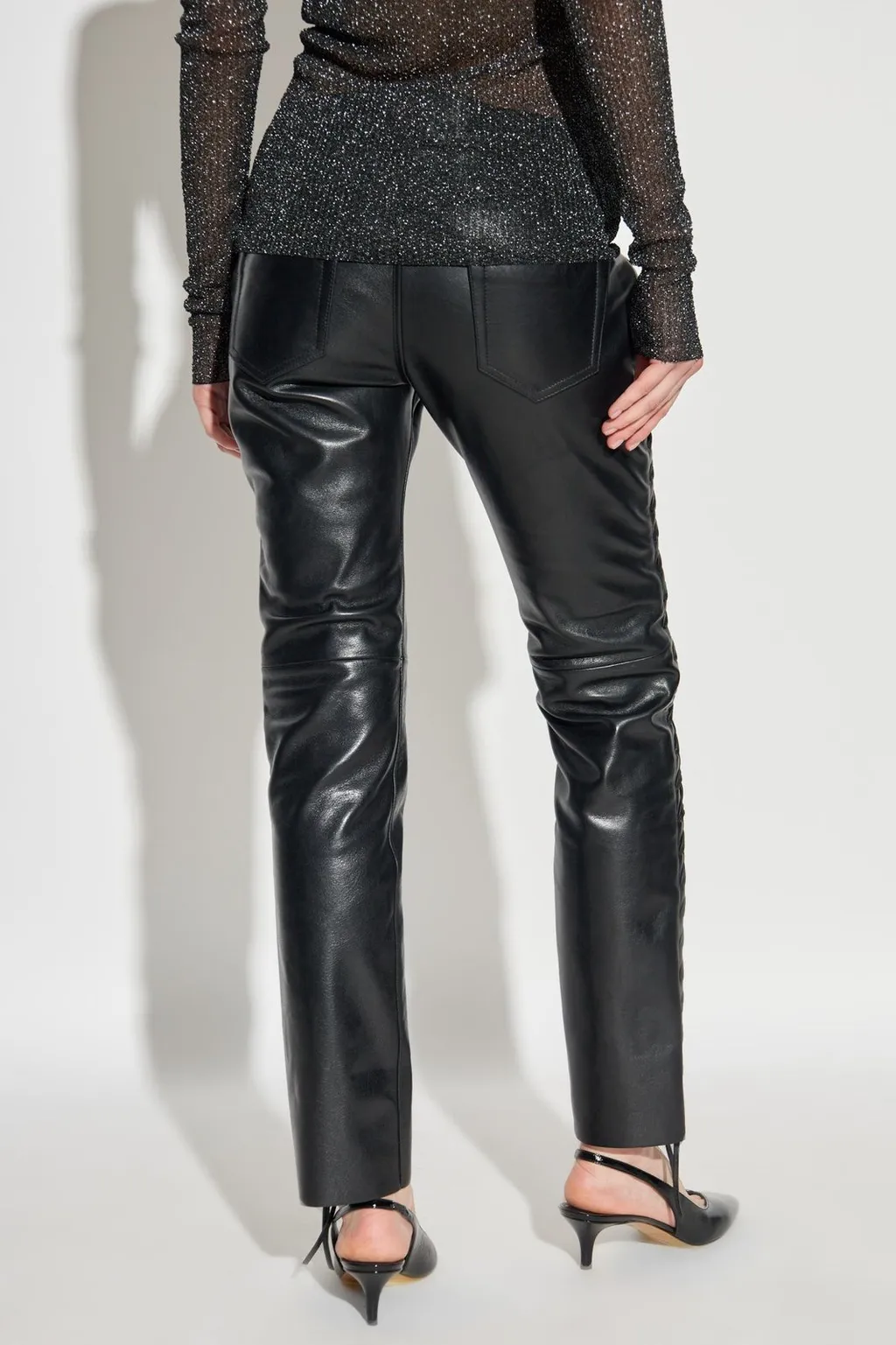 Lace-Up Leather Pants