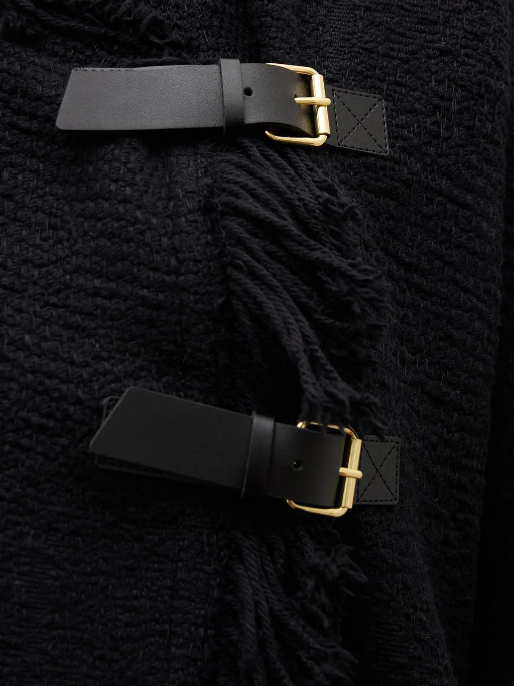 Cape With Fringe And Buckles