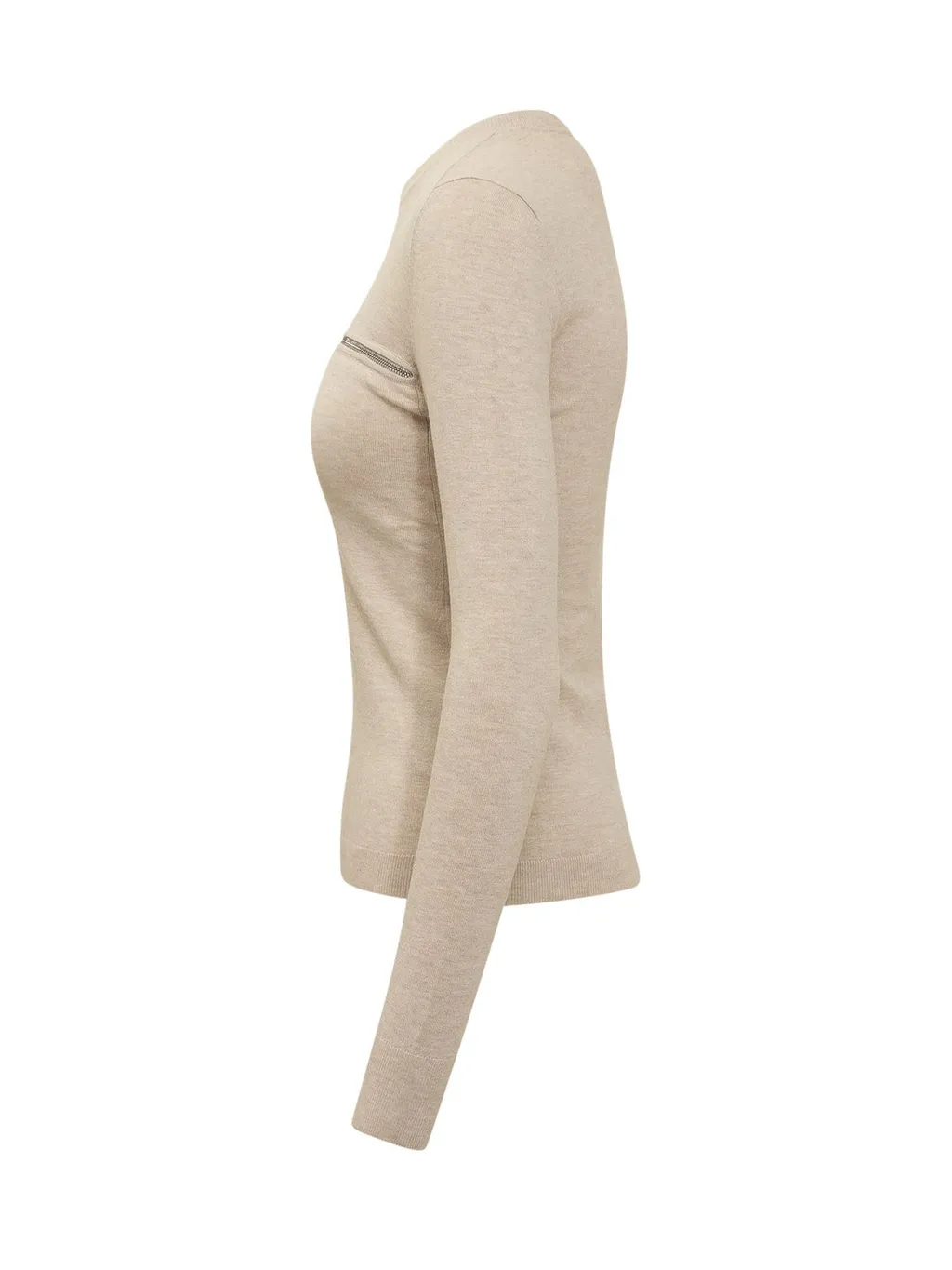 Long-Sleeved Knit Top With Zip Detail