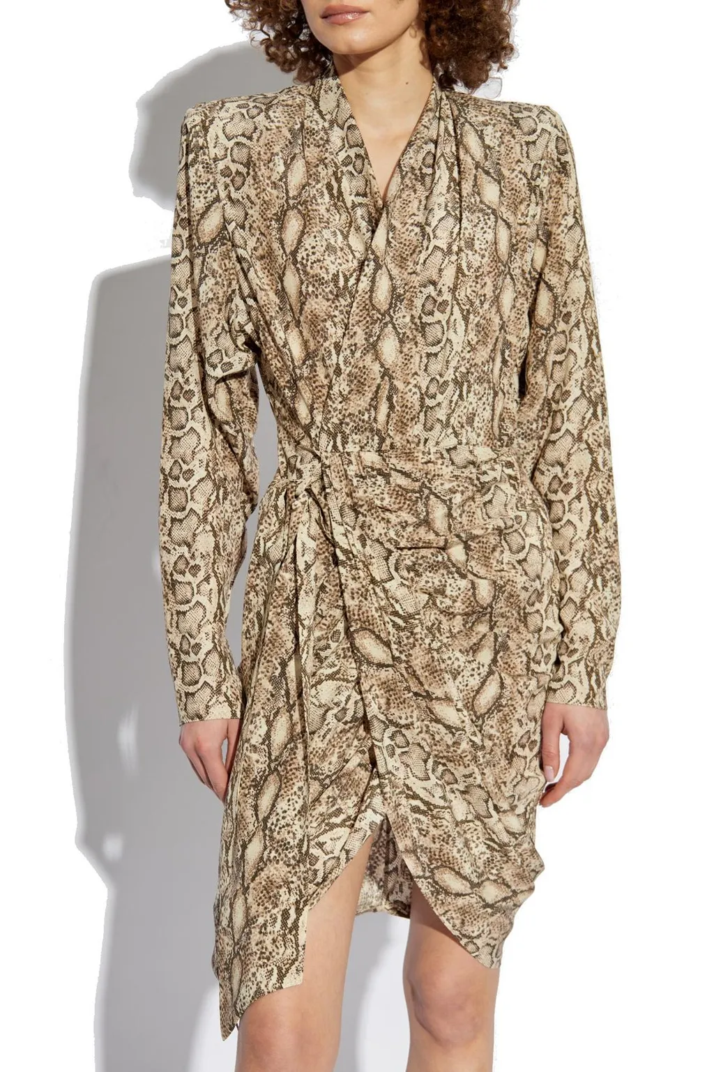 Draped Snake Print Dress