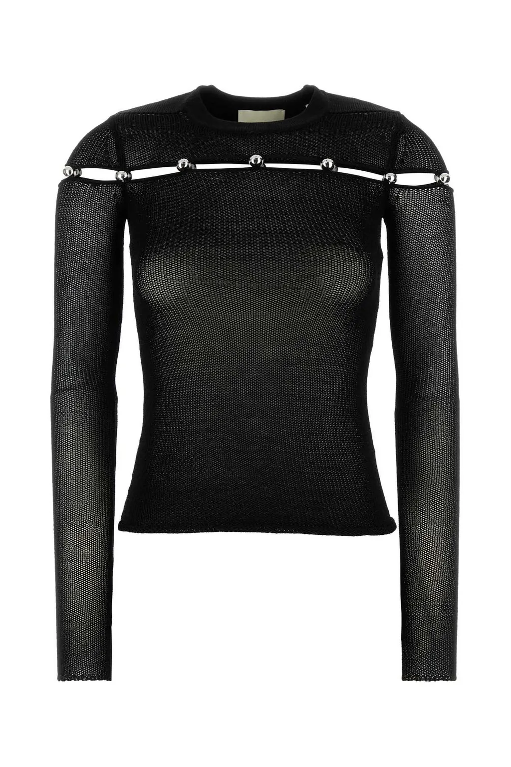 Long-Sleeved Mesh Top With Metallic Details