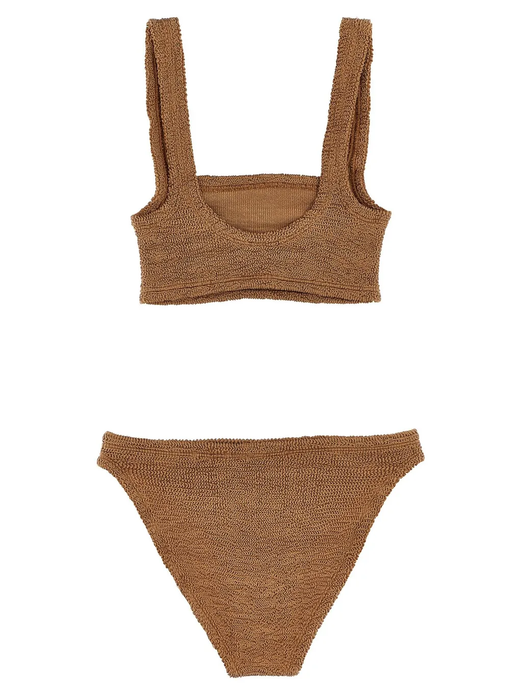 Textured Square Neck Bikini Top And Bottom Set