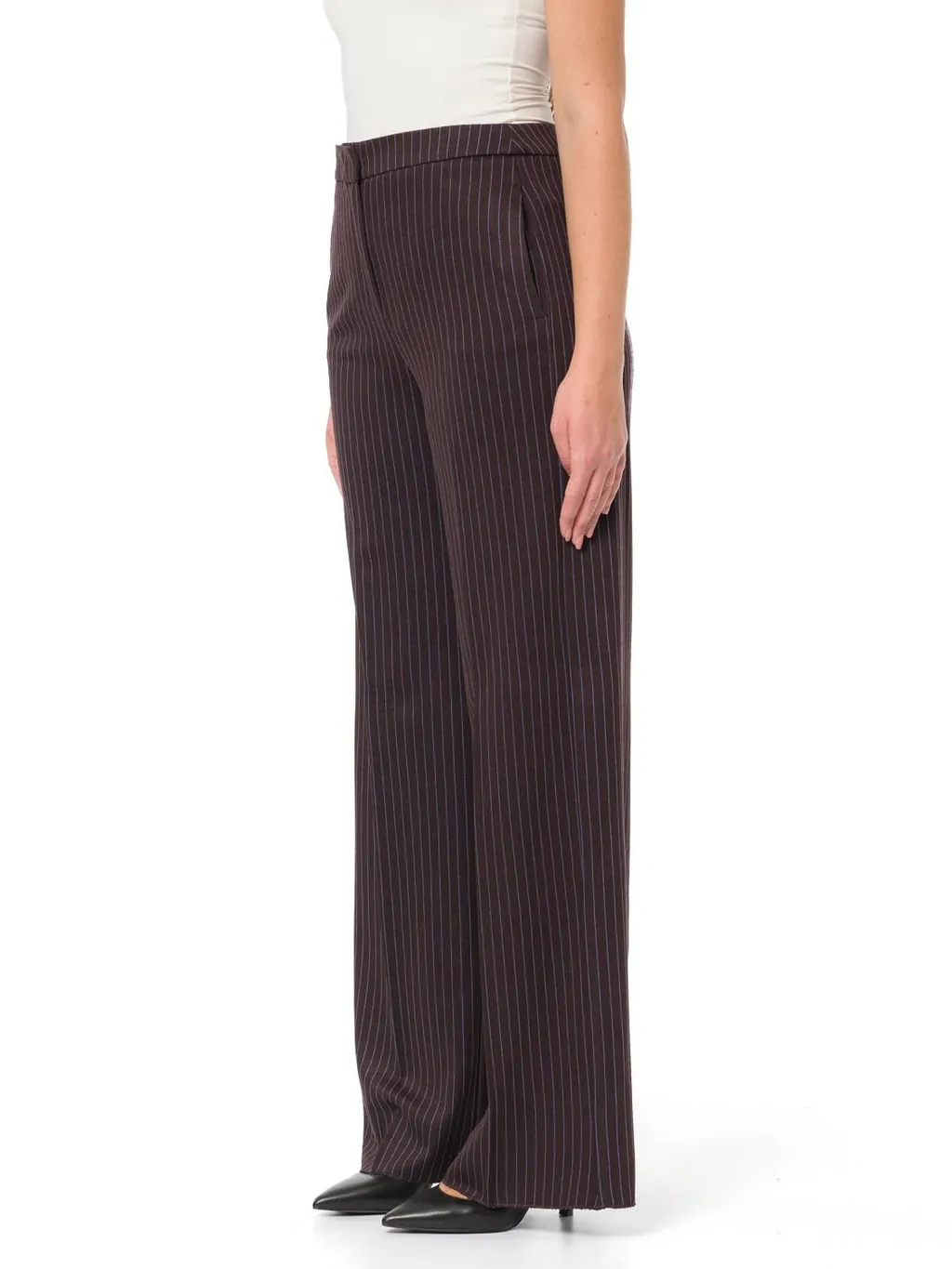 Wide Leg Pinstripe Pants