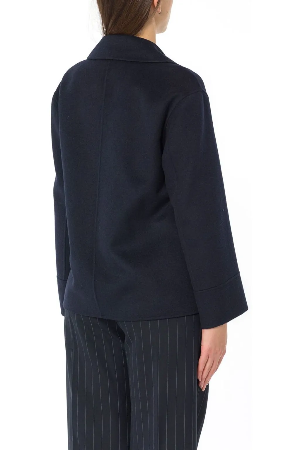 Double-Breasted Wool Blend Pea Coat